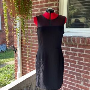 Banana Republic Women's Black Dress with Faux Leather Neckline - size 10